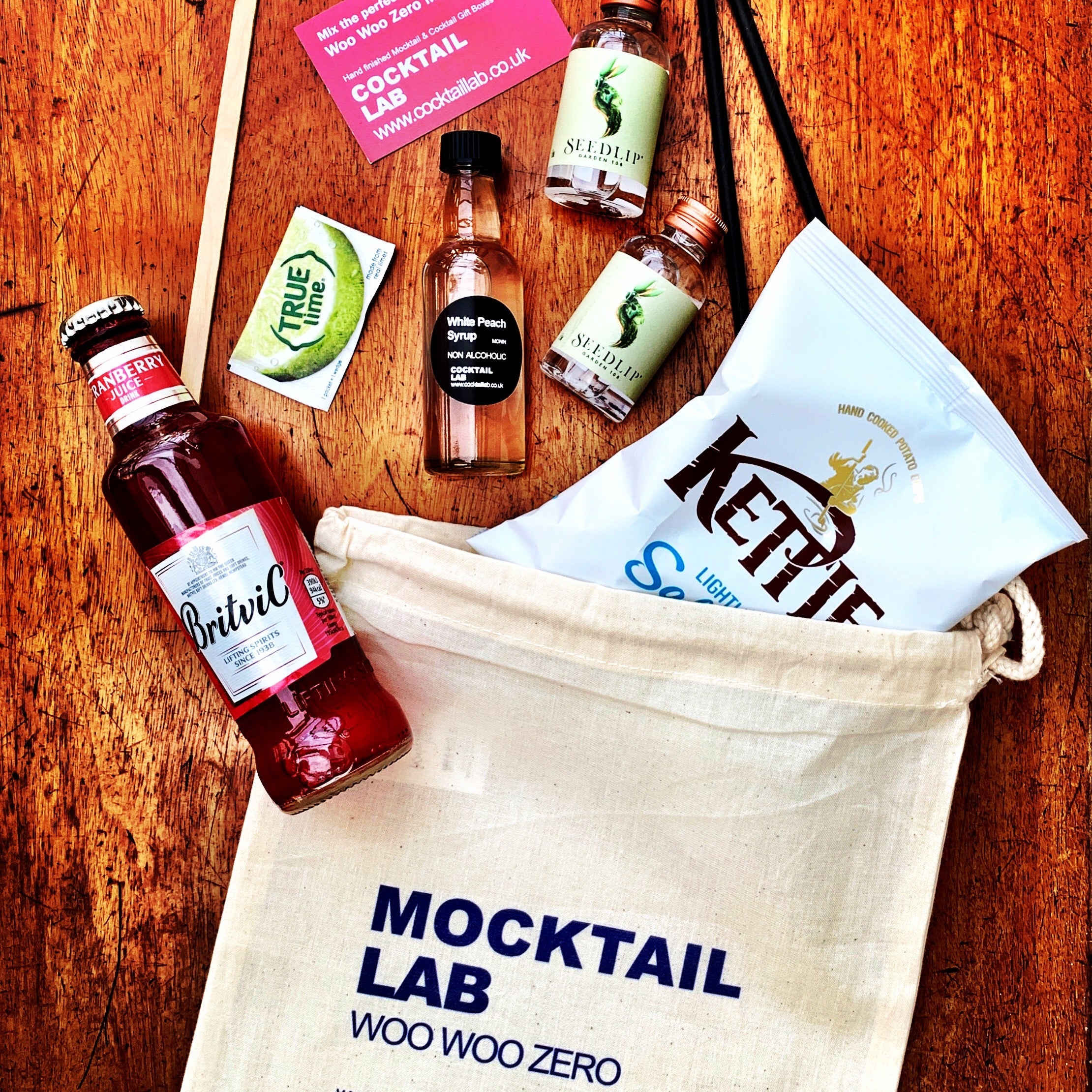 Zero Woo Woo Mocktail Kit & Crisps Gift Bag