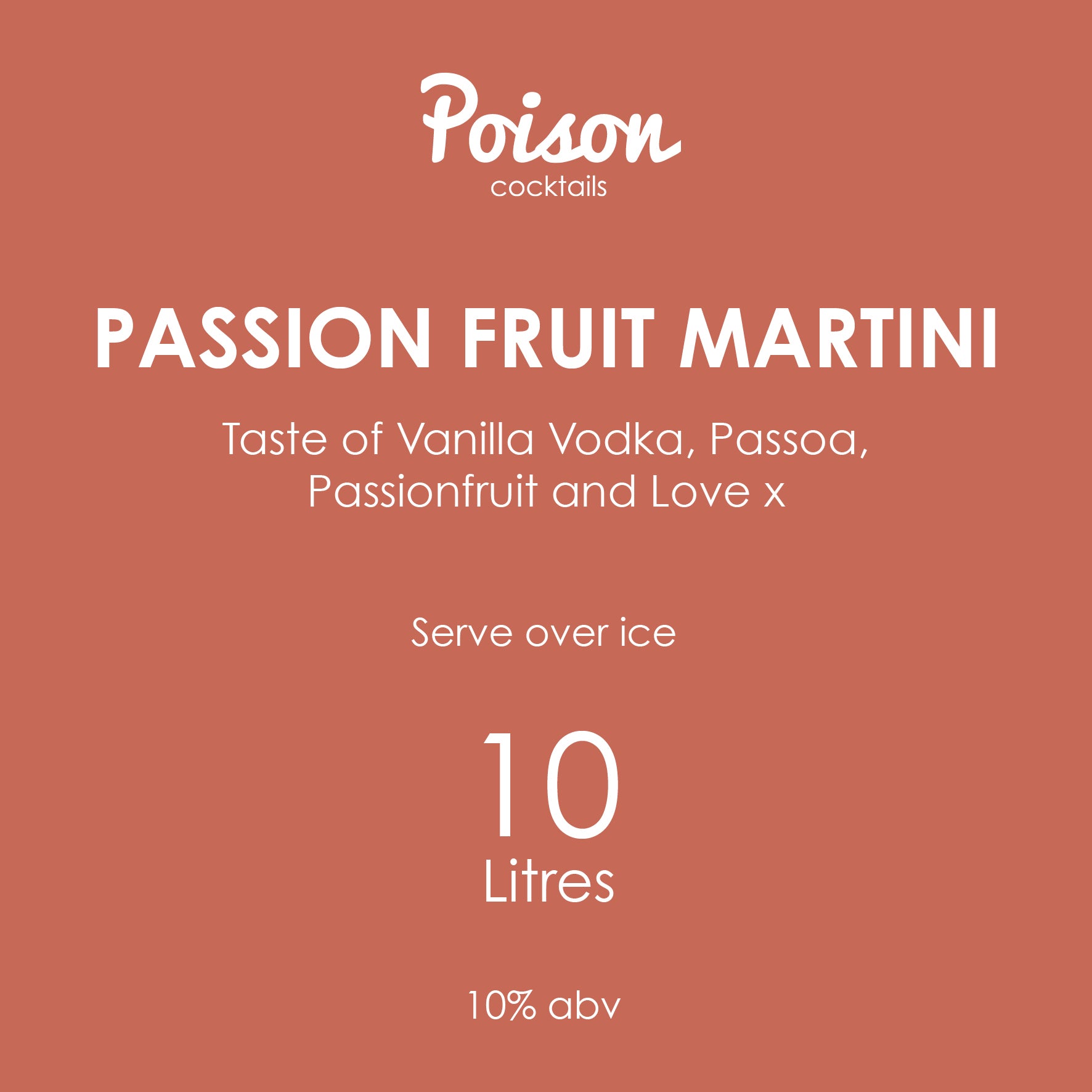 Passion Fruit Martini Ten Litre Cocktail Box Label