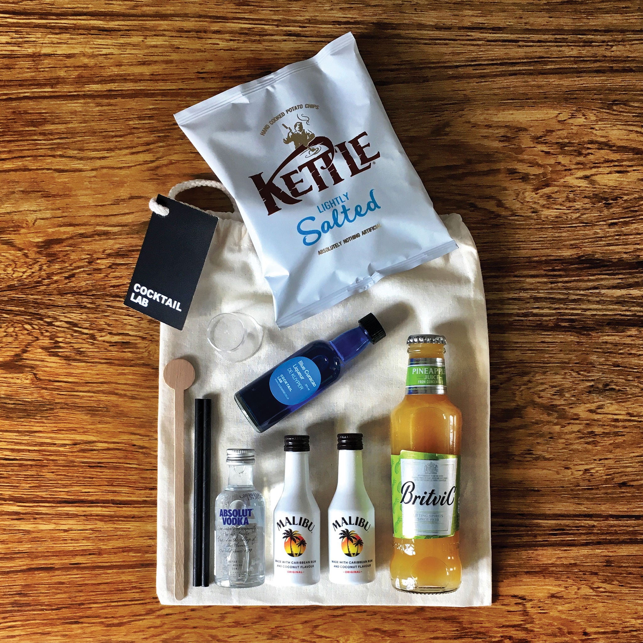 Blue Hawaiian Cocktail Kit & Crisps Gift Bag