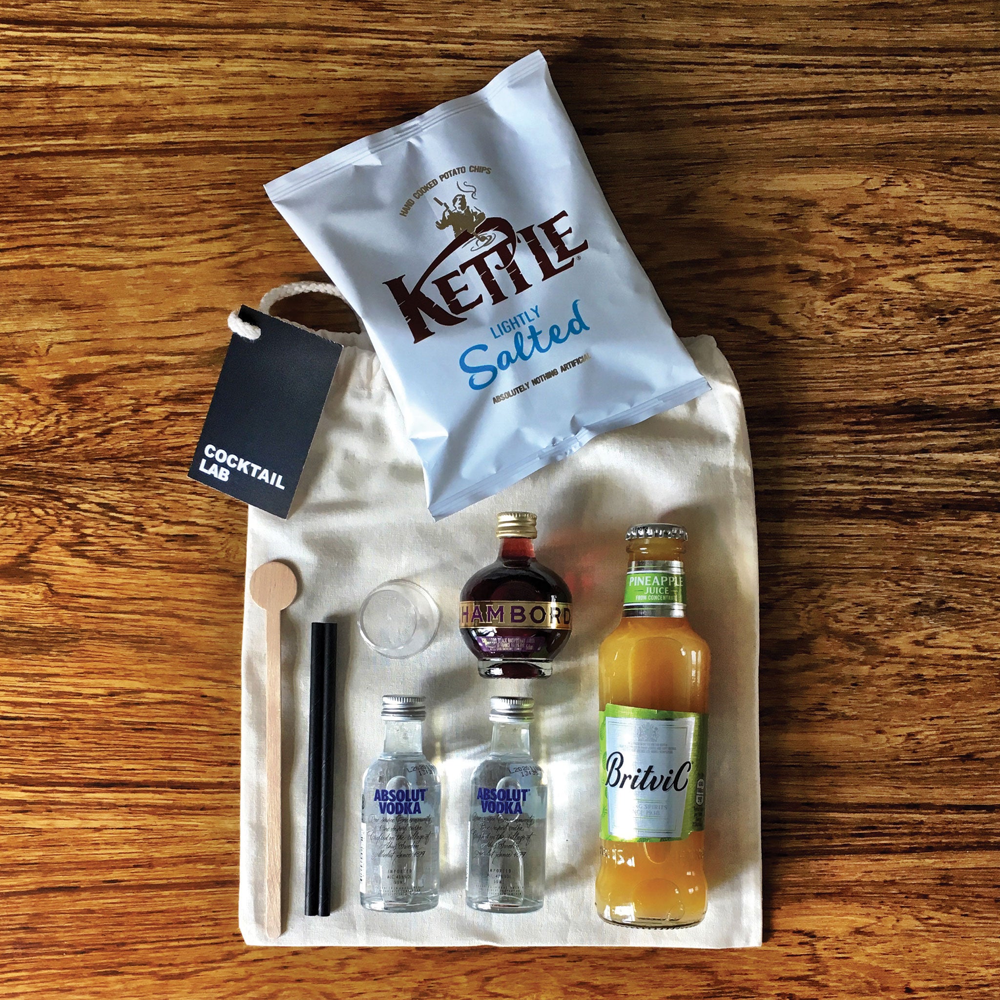 French Martini Cocktail Kit & Crisps Gift Bag